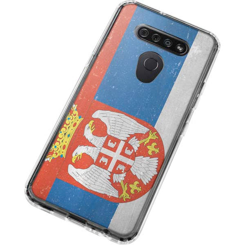 Serbia Flag Distressed LG K51/Q51 Clear Case